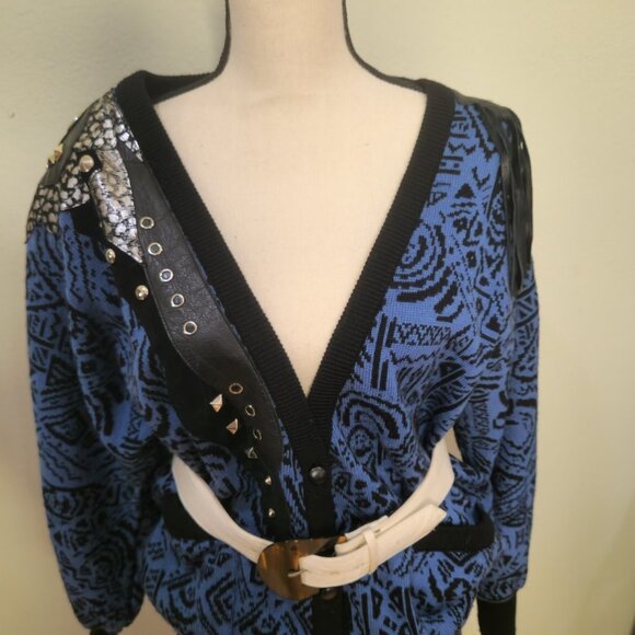 Vintage 3 piece knit  punk rocker set by Vasginie with studs and fringe - Picture 5 of 13